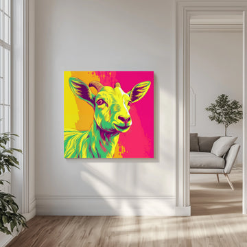Colorful Smiling Goat | Canvas - Room Interior 1