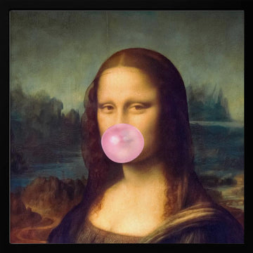 Mona Lisa Bubble Gum | Poster - Black Metal Frame Interior