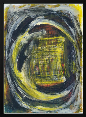 Energetic Yellow Vortex | Poster - Black Metal Frame Interior