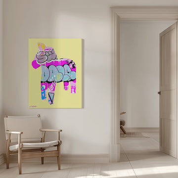 Pink Blue Graffiti Horse | Canvas - Room Interior 1