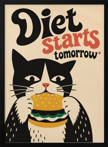 Hungry Cat Diet Tomorrow | Poster - Black Metal Frame Interior