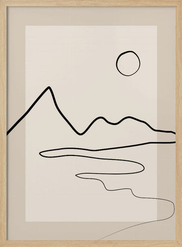 Minimalist River Mountains | Poster - Wood Frame Interior