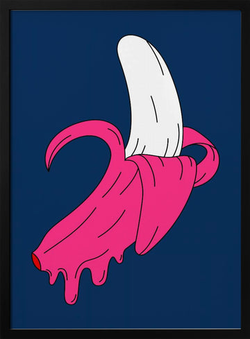 Dripping Pink Banana | Poster - Black Metal Frame Interior