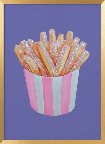 Sparkly Pink Fries | Poster - Gold Frame Interior
