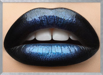 Vibrant Blue Lips | Poster - Silver Frame Interior