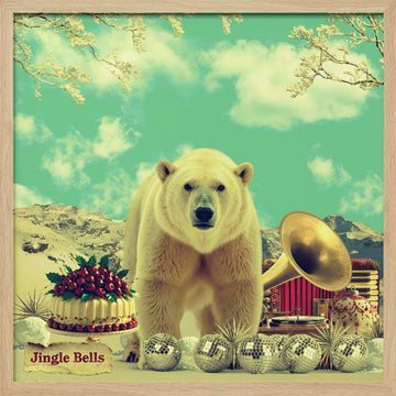 Festive Polar Bear Scene | Poster - Wood Frame Interior