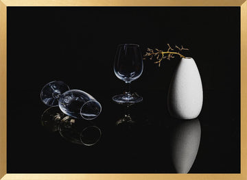 Elegant Glassware Still Life | Poster - Gold Frame Interior