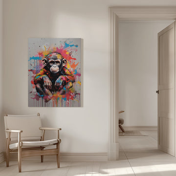 Vibrant Chimp Splatter | Canvas - Room Interior 1