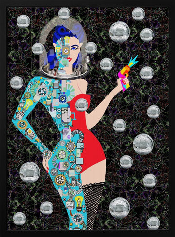 Retro Future Woman | Poster - Black Metal Frame Interior