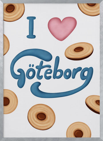 Love Göteborg Cookies | Poster - Silver Frame Interior