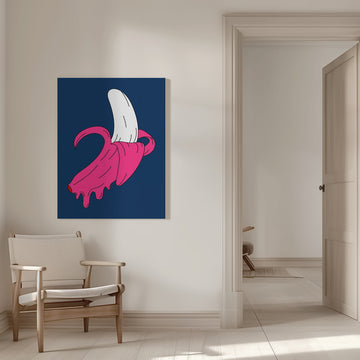 Dripping Pink Banana | Canvas - Room Interior 1