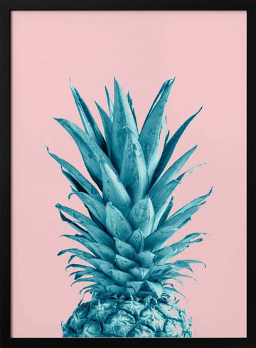 Vibrant Blue Pineapple | Poster - Black Metal Frame Interior
