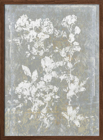 Faded Floral Silhouette | Poster - Walnut Frame Interior