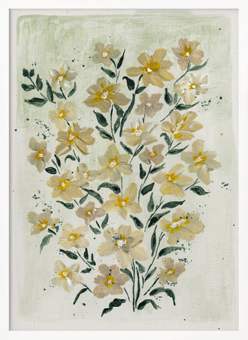 Delicate Yellow Blooms | Poster - White Frame Interior
