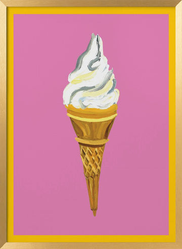Pink Ice Cream Cone | Poster - Gold Frame Interior