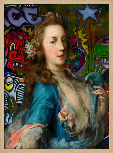 Rococo Lady Graffiti | Poster - Wood Frame Interior