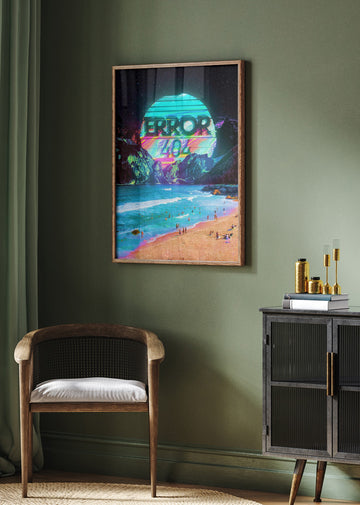 Vaporwave Error Beach | Poster - Room Interior 2