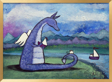 Whimsical Dragon And Friends | Poster - Gold Frame Interior
