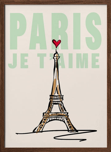 Paris Je T'aime | Poster - Walnut Frame Interior