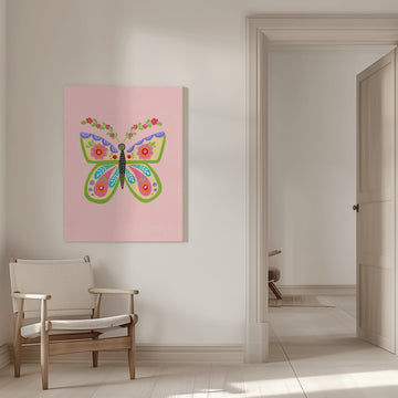 Whimsical Floral Butterfly | Canvas - Room Interior 1