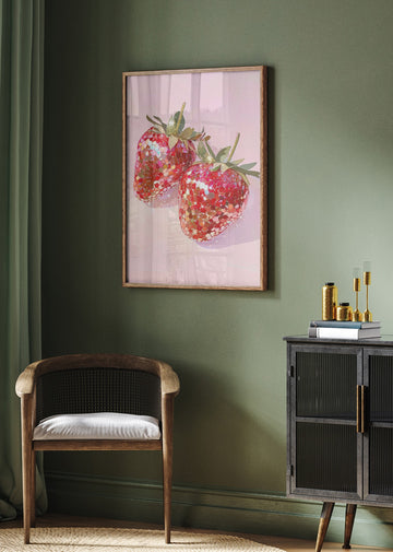 Sweet Glitter Strawberries | Poster - Room Interior 2