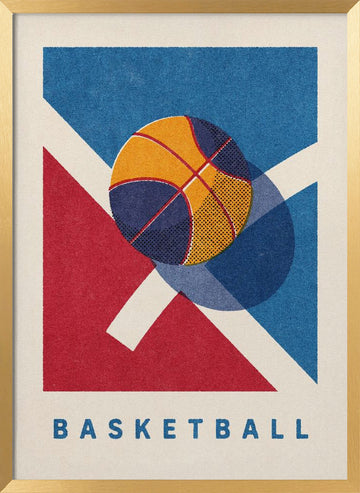Retro Basketball Game | Poster - Gold Frame Interior