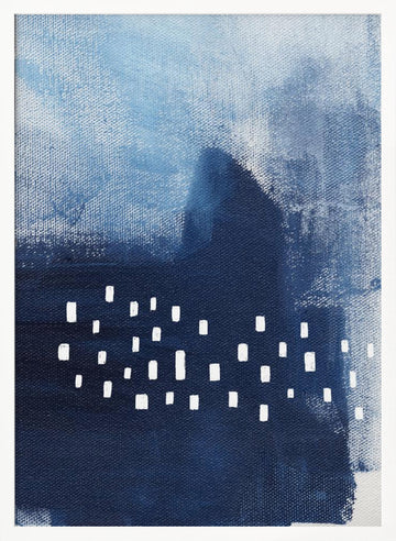 Blue Hues And White Rectangular Elements | Poster - White Frame Interior