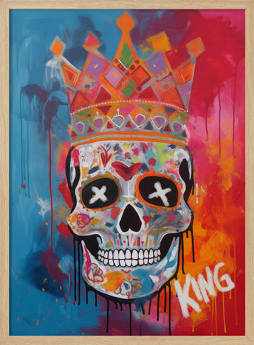 Colorful King Skull | Poster - Wood Frame Interior