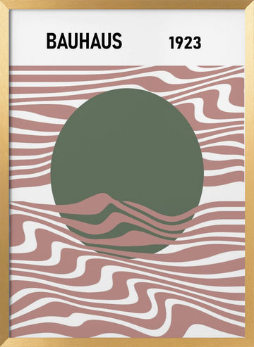 Modern Bauhaus Wave Circle | Poster - Gold Frame Interior