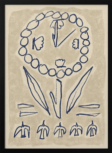 Folk Art Flower Symbols | Poster - Black Metal Frame Interior