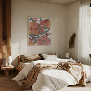 Warm Floral Blooms | Canvas - Room Interior 2