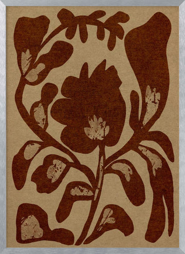 Earthy Floral Motif | Poster - Silver Frame Interior