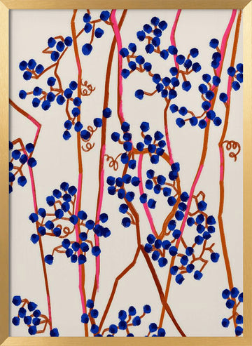 Abstract Blue Berries | Poster - Gold Frame Interior