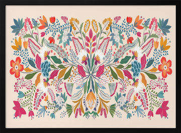 Vibrant Folk Floral | Poster - Black Metal Frame Interior