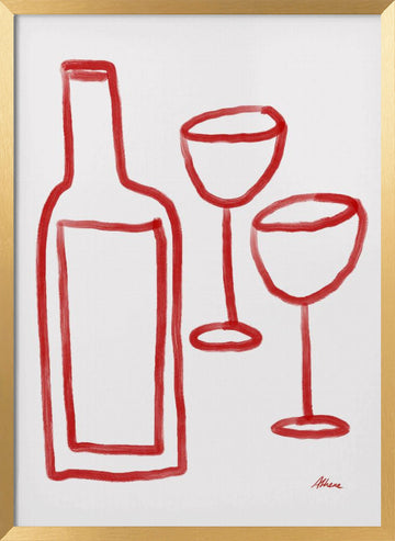 Red Wine | Poster - Gold Frame Interior