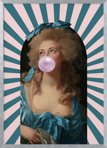 Rococo Bubblegum Portrait | Poster - Silver Frame Interior