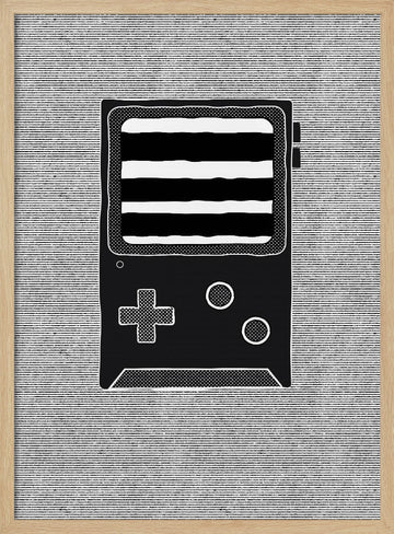 Retro Handheld Gaming Console | Poster - Wood Frame Interior