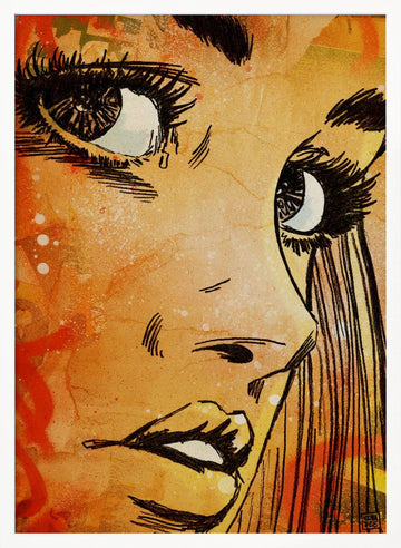 Crying Woman Portrait | Poster - White Frame Interior