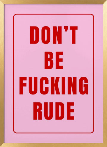 Pink Rude Statement | Poster - Gold Frame Interior