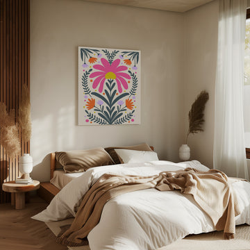Vibrant Folk Floral | Canvas - Room Interior 2