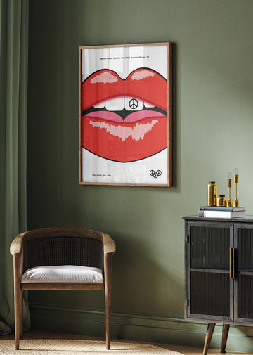 Red Lips Peace Sign | Poster - Room Interior 2