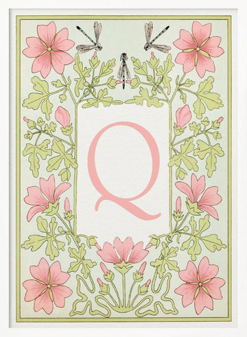 Botanical Letter Q | Poster - White Frame Interior