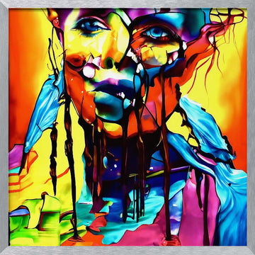 Colorful Drip Portrait | Poster - Silver Frame Interior