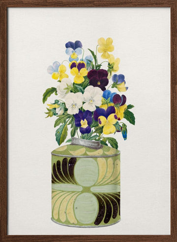 Colorful Pansy Bouquet | Poster - Walnut Frame Interior
