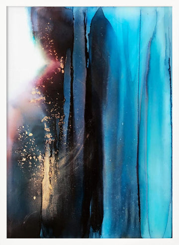 Deep Blue Gold Flow | Poster - White Frame Interior