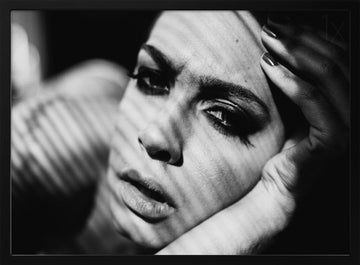 Dramatic Shadowed Gaze | Poster - Black Metal Frame Interior