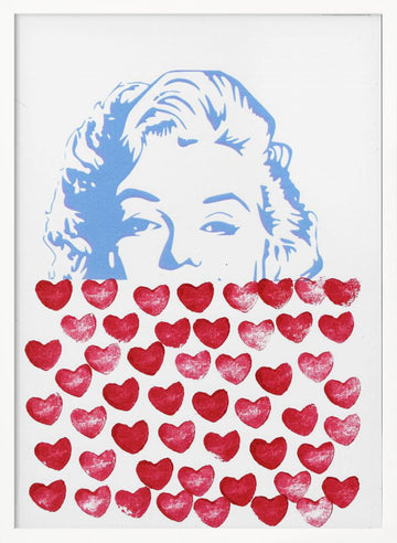 Pop Art Marilyn Hearts | Poster - White Frame Interior