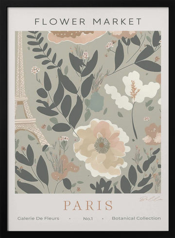 Paris Flower Market | Poster - Black Metal Frame Interior