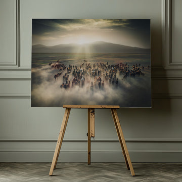 Wild Horses in Dust | Canvas - Room Interior 1