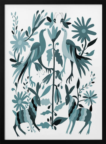 Whimsical Forest Life | Poster - Black Metal Frame Interior